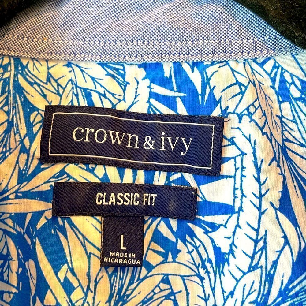 Crown & Ivy Short Sleeve Hawaiian Shirt Men's Size L - Picture 3 of 4
